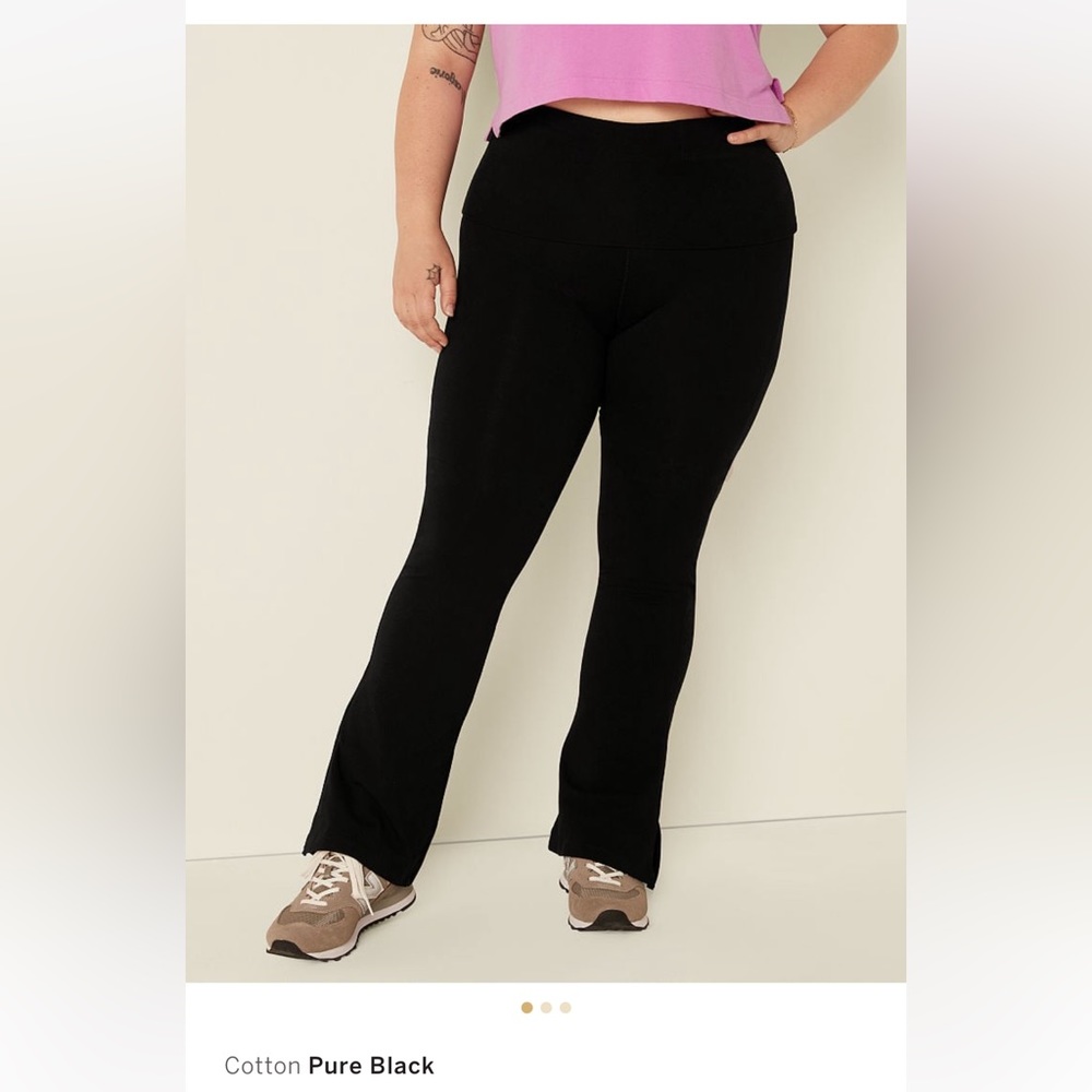 Victoria’s Secret PINK Performance Cotton Fold Over Yoga Pants, Pure Black